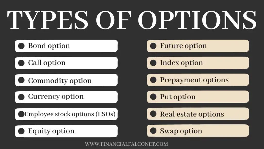 tipos de opciones tipos de opciones